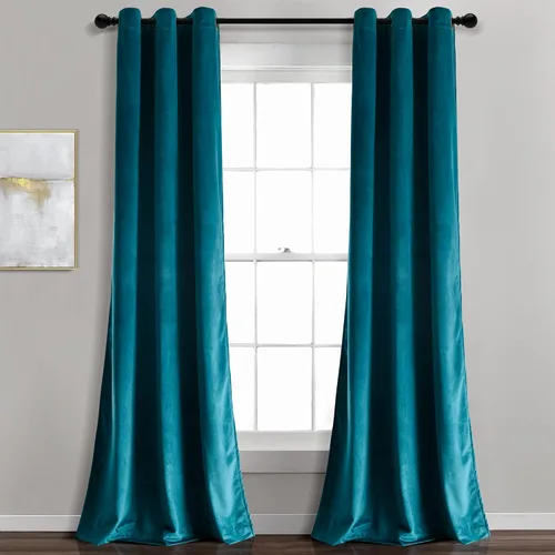 Vista 13 de Lush Decor Prima Velvet - Par de paneles de cortinas de ventana de terciopelo sólido con filtro de luz, 38" de ancho x 84" de largo, negro