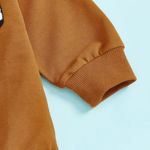 Vista 5 de Thorn Tree Sudadera de manga larga de Halloween para bebé, niño, niña, suéter de gran tamaño, cuello redondo, ropa de otoño e invierno Marrón 4
