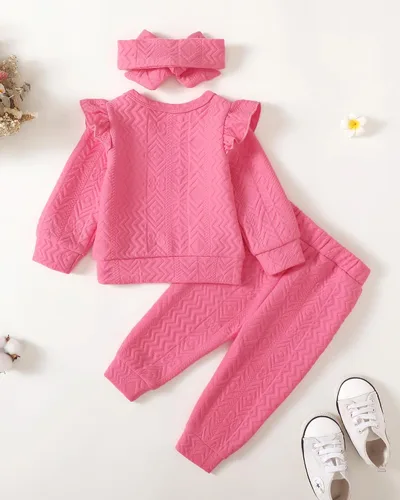 Vista 3 de Mioglrie Conjunto de ropa de bebé para niña, tops y pantalones, ropa para niñas pequeñas, sudaderas para bebés