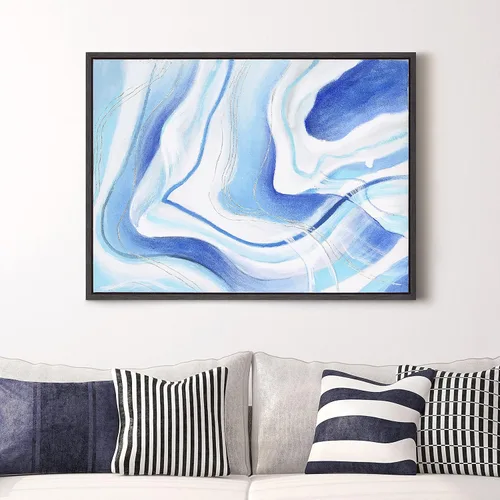 Vista 31 de Empire Art Direct Arte abstracto para pared, lienzo pintado a mano con textura por Martin Edwards, marco negro, 24 x 48 pulgadas, goteo nevado 1