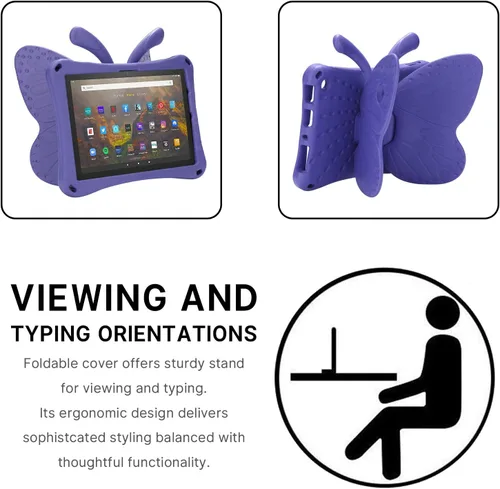 Vista 68 de FW Fire 7 - Funda para tablet para niños, Amazon Fire 7 2022, funda de mariposa con luz de atril, EVA, protección contra caídas, resistente, a