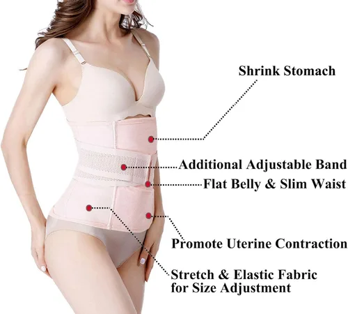 Vista 3 de Faja postparto, cinturón de recuperación de cesárea, soporte para la espalda, venda abdominal, banda para el vientre, ropa moldeadora.