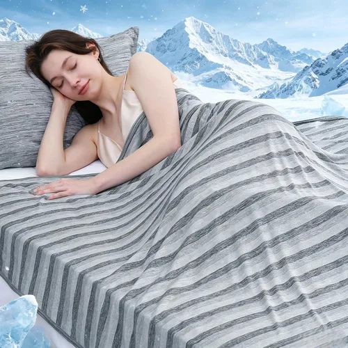Vista 22 de Marchpower - Manta de enfriamiento para niños que duermen con calor, manta de lana fresca Arc-Chill con diseño de doble cara, fibra de enfriamiento