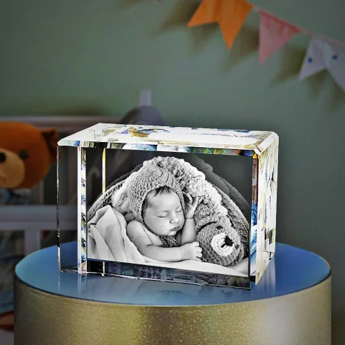 Vista 5 de Foto 3D personalizada grabada con láser en forma rectangular de cristal para cumpleaños, aniversario, regalos de boda, San Valentín, Navidad