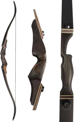 Vista 4 de 60" Black Hunter Takedown Recurve Bow 20-60 Lbs American Hunting Longbow
