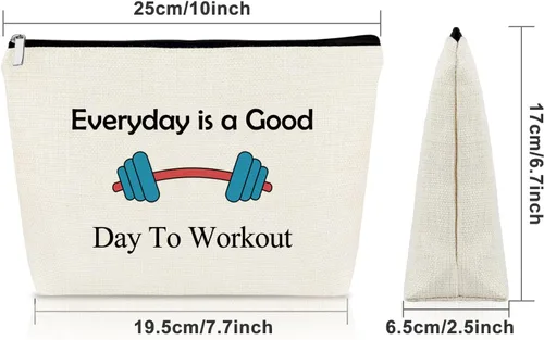 Vista 3 de Sazuwu Bolsa de maquillaje de regalo para mujer, Todos los días es un buen día para entrenar
