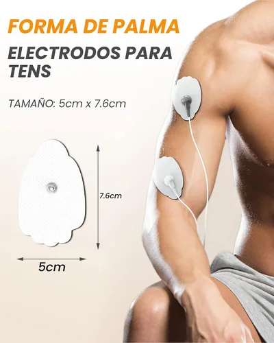 Vista 6 de 20 paquetes de almohadillas de repuesto para unidad TENS, electrodos a broche de larga duración para 50 usos por almohadilla, juego de almohadillas