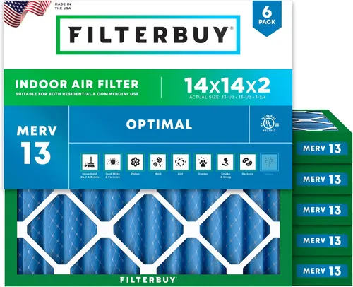 Vista 26 de Filterbuy Filtro de aire MERV 13 de 8 x 14 x 1 pulgadas para defensa óptima contra el humo y la alergia (paquete de 6), repuesto de filtros