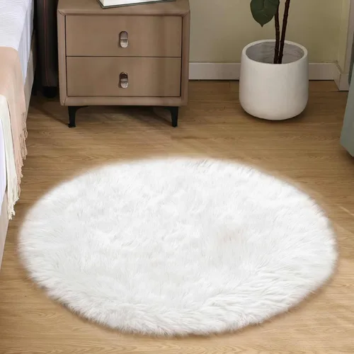 Vista 87 de Goolela Alfombra esponjosa de piel sintética para dormitorio, color marrón claro beige, 2 x 3 pies, alfombra de piel de oveja peluda y difusa