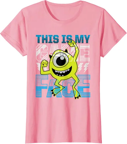 Vista 15 de Disney Pixar Monsters Inc. Mike Wazowski Game Face Camiseta Negro