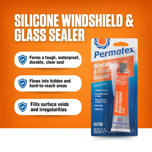Vista 3 de Permatex 81730 silicona fluida sellador para vidrio de parabrisa, 1.5 oz, Multicolor