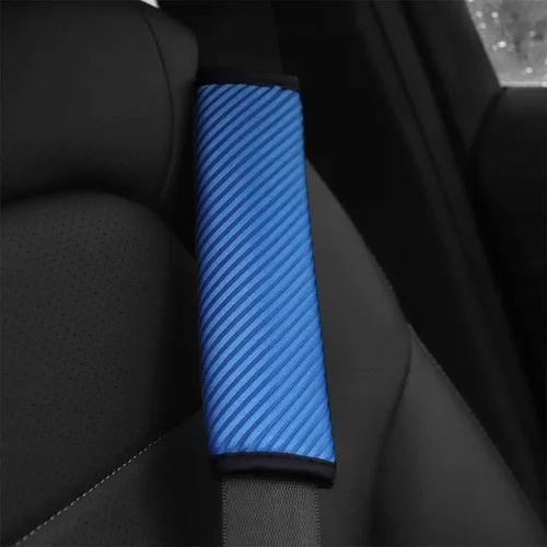 Vista 3 de AUCELI 2 fundas para cinturón de seguridad para automóvil, transpirables, correas de arnés de hombro que ayudan a proteger tu cuello, para una Azul