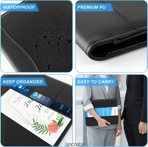 Vista 5 de Portafolio padfolio Jancosta de negocios tamaño carta con bloc de notas rellenables, Negro