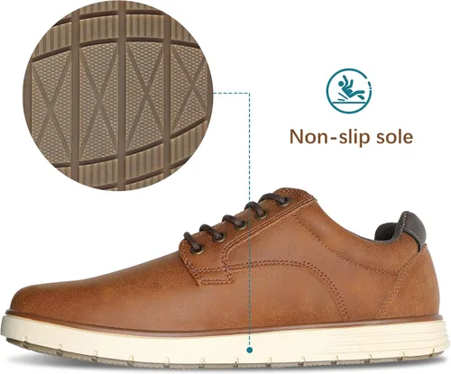 Vista 4 de Zapatos de vestir casuales para hombre, con cordones, formales, Oxford, zapatos de vestir para hombre, cómodos zapatos marrones para negocios