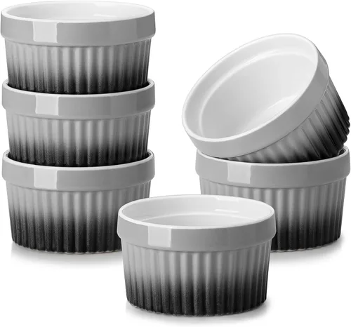 Vista 10 de MALACASA Ramequines de 119 ml aptos para horno, pequeños platos de soufflé cerámicos para crema brulée y soufflé, tazas de natillas de barro Azul