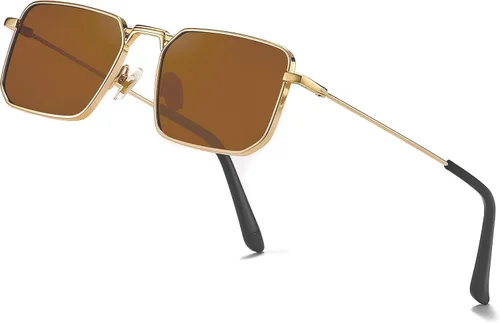 Vista 3 de Naomi - Gafas de sol rectangulares clásicas, retro, marco de metal, tamaño pequeño, protección UV UV400, para hombres y mujeres