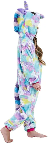 Vista 3 de PlushCosplay Pijama de unicornio para niños, disfraz de Halloween
