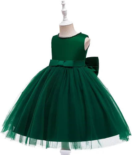Vista 3 de LIVFME Vestidos de niña con flores, vestidos de fiesta para cumpleaños, bodas, desfiles, encaje, acampanado, tutú de tul, vestido para niños pequeños