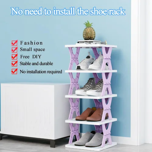 Vista 5 de XDMTWLKJ Zapatero Plegable Organizador de 6 Niveles - Zapateros Plegables para Armario, Ahorro de Espacio para Almacenamiento de Zapatos de Niños