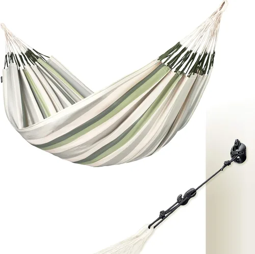 Vista 25 de LA SIESTA Brisa - Hamaca clásica colgante, hecha a mano, resistente a la intemperie, resistente a roturas para relajación en interiores y Almendra