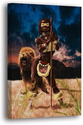 Vista 17 de SpiritualHands Máscaras africanas - Lienzo decorativo para pared, lienzo de dama africana, vibrante arte de pared africano hecho a mano