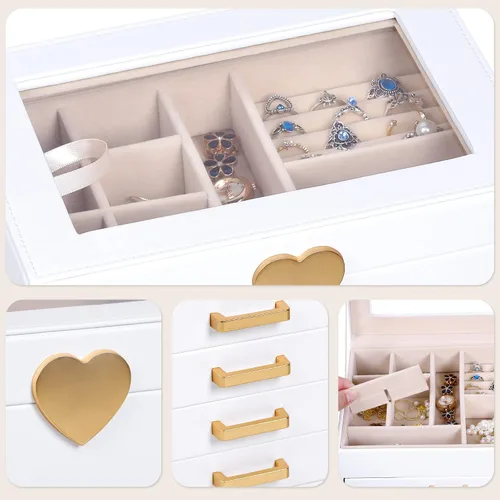 Vista 4 de Kendal Joyero organizador para mujer oro blanco corazón LJC4DRWH