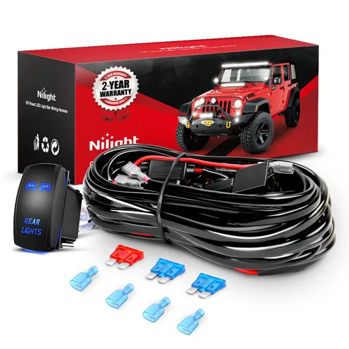 Vista 11 de Nilight - Kit de arnés con cableado para luces LED POD de 16 AWG, barra de luz LED de 12 V, interruptor basculante de 5 pines, láser de encendido