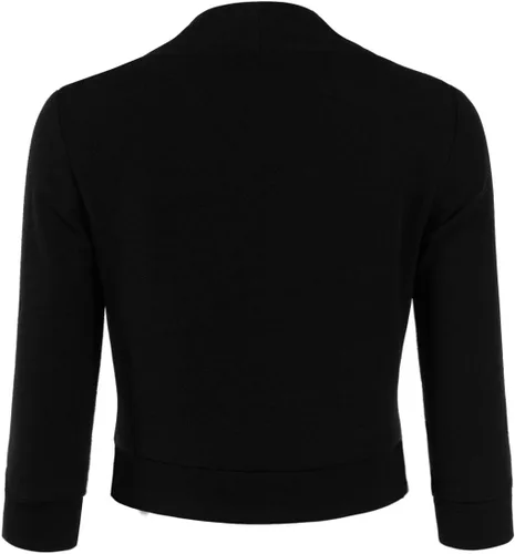 Vista 3 de DOUBLJU Bolero - Chaqueta corta con frente abierto, manga 34, básica, para negocios, casual, para mujer, talla grande