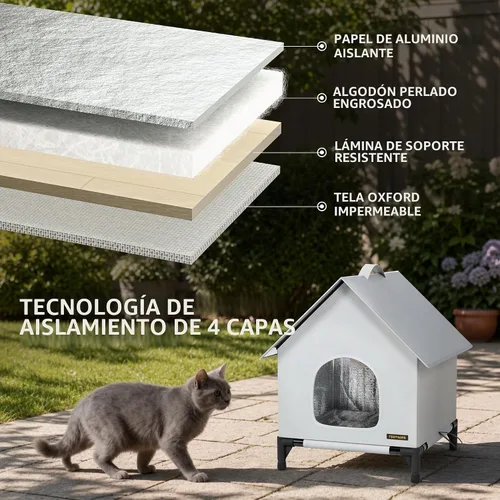 Vista 3 de Casa para gatos - Casa de gatos para uso en interiores y exteriores - Refugio aislado y resistente a la intemperie, impermeable para gatos Regular