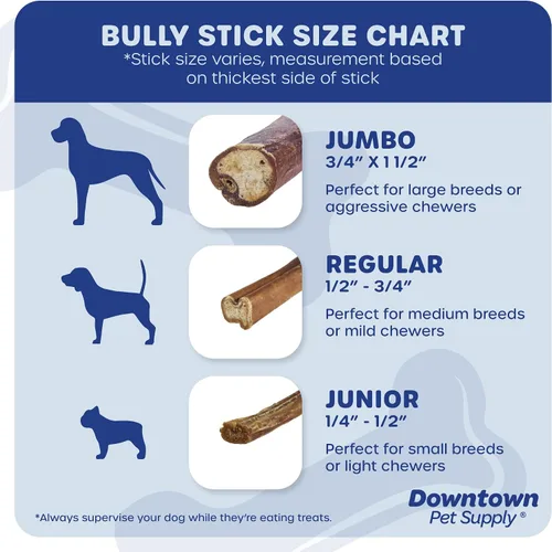 Vista 3 de Downtown Pet Supply Bully Sticks para perros, tamaño junior (6 pulgadas, paquete de 40 unidades) masticables para perros sin cuero crudo de larga