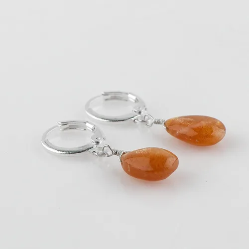 Vista 87 de Aretes de aro de cristal afganita natural Piedras afganas de alto grado Aretes chapados en plata Gota lisa Joyas de piedras preciosas hechas