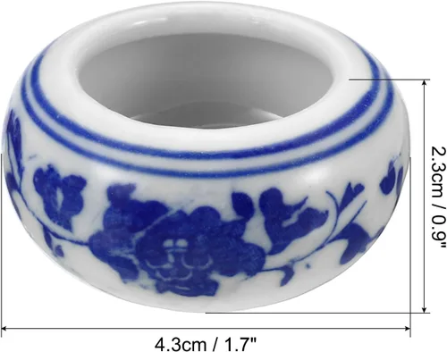 Vista 2 de Patikil Plato de tinta de cerámica para escritura de caligrafía china, soporte de 12 piezas, soporte para pincel de agua para piedra tradicional