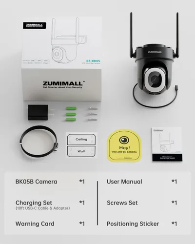 Vista 9 de ZUMIMALL Cámara de Seguridad Inalámbrica para Exteriores 3MP HD Negra, WiFi 2.4G/5G, Grabación 24/7 con Alimentación por Cable Seguimiento