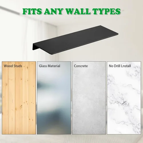 Vista 6 de Estantes flotantes de 8 pulgadas para pared, estantes de pared de metal, mini estante de exhibición para coleccionables, estantes flotantes negros