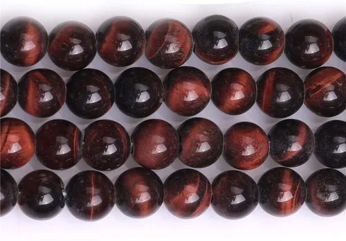 Vista 2 de JOE FOREMAN Cuentas de ojo de tigre rojo natural de 0.236 pulgadas (0.236 in), piedras preciosas semipreciosas, chakras redondas de agujero grande