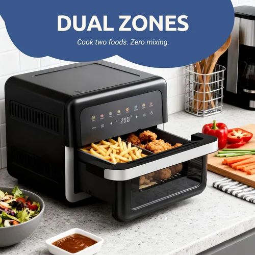 Vista 5 de Freidora de aire de 8 cuartos de galón de gran capacidad, horno freidora de aire digital 8 en 1 con circulación de aire rápida, control táctil