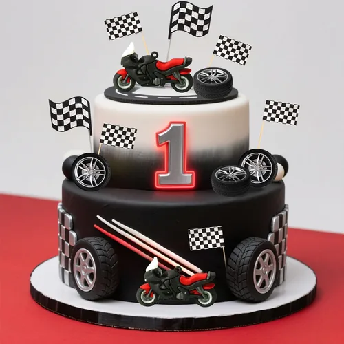 Vista 4 de LaVenty Decoraciones de fiesta de motocross, decoración de tartas de motocicleta, hombre, cumpleaños, para motocross, decoración de baby shower