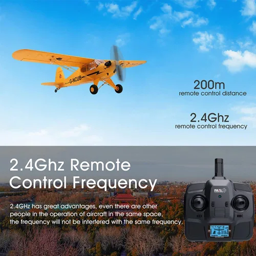 Vista 6 de Avión RC de control remoto de 5 canales J3-CUB de Park10 Toys para adultos con motor sin escobillas 1406 al aire libre, avión de ala fija de 3D6G
