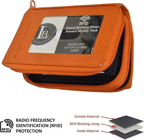 Vista 3 de Leatherboss - Cartera de piel con doble cremallera con seguridad RFID