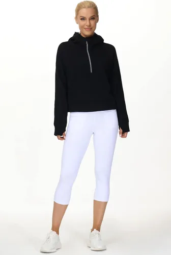 Vista 8 de THE GYM PEOPLE Sudaderas con capucha para mujer, media cremallera, manga larga, forro polar, con bolsillos, agujero para el pulgar