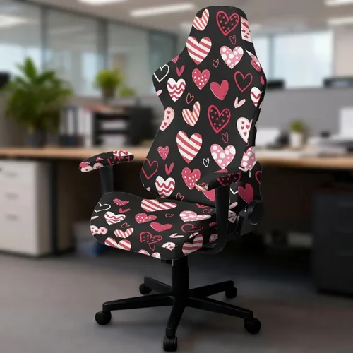 Vista 4 de Heart Gaming Chair Cover for Desk Chair Stretchy Armrest Covers Washable Ergonomic Office Seat Cover Dustproof Gaming Chairs Easy to Fit Home Office