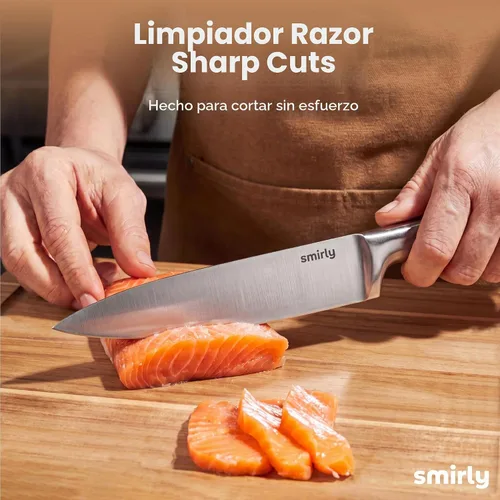 Vista 3 de SMIRLY Juego de cuchillos de 14 piezas con bloque para cocina, juego de Marrón oscuro