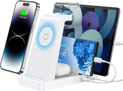 Vista 10 de Cargador inalámbrico para iPhone - Estación de carga 5 en 1 para múltiples dispositivos Apple: Soporte de carga rápida inalámbrica para iPhone 17