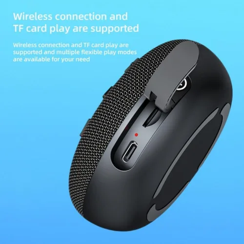 Vista 4 de Altavoz Bluetooth magnético de 6 W con sonido HiFi con reproducción de tarjeta TF, micrófono integrado, BT5.3, emparejamiento TWS, IPX6 impermeable