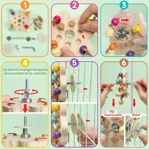 Vista 5 de Mygeromon Juguetes para pájaros para periquitos interactivos accesorios