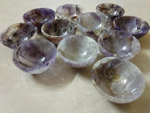 Vista 8 de Cuenco de piedras preciosas de amatista azabache (aproximadamente 2 pulgadas) – Mini cuenco decorativo de cristal morado natural