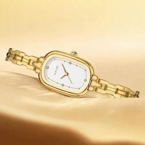 Vista 5 de Reloj de pulsera de oro vintage para mujer, pequeño reloj de cuarzo analógico ovalado con esfera de diamantes de lujo, resistente al agua.