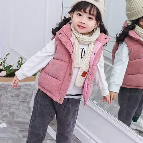 Vista 3 de Chaleco de Navidad para niñas pequeñas, chaleco de forro polar mullido sin mangas, con bolsillos, ropa exterior