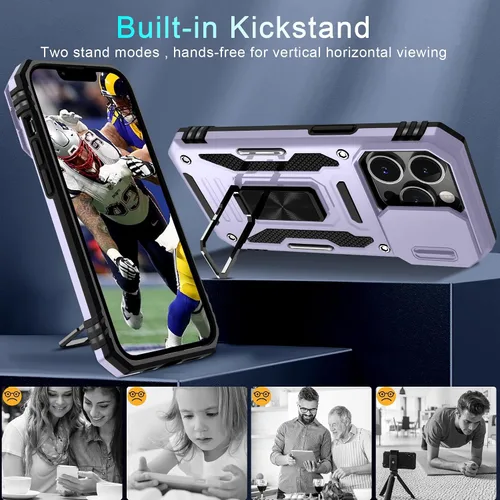 Vista 85 de DEERLAMN Funda para iPhone Xs Max con funda deslizante para cámara + protector de pantalla, soporte giratorio de anillo de grado militar a prueba