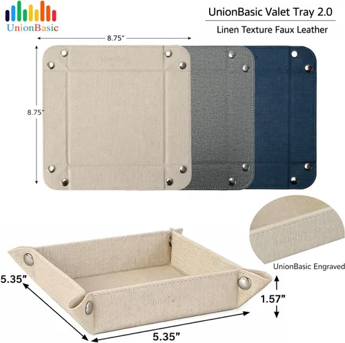 Vista 7 de UnionBasic Bandeja pequeña de valet, bandeja de joyería para anillos, relojes, aretes, organizador de entrada para monedas y llaves, soporte
